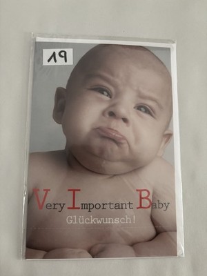 Grußkarte zur Geburt '' Very Important Baby'' Baby Glückwünsche / PKNr.1 -19