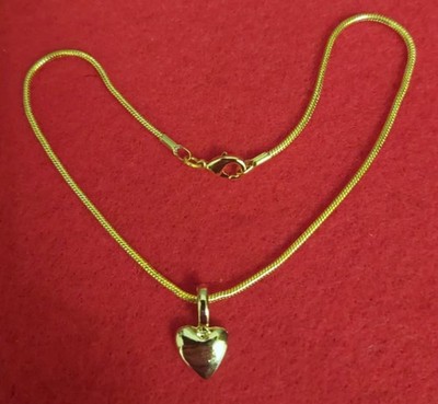 J-mania Herren 10 1/2 Zoll 14KT Gelbvergoldet Puff-Herz Charm-Ankett - A5