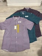 3 Nick Graham Everywhere Stretch Modern Fit Short Sleeve ButtonDown Shirt Medium