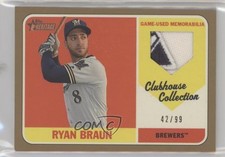 2018 Topps Heritage Clubhouse Collection Relics Gold 42/99 Ryan Braun 18op