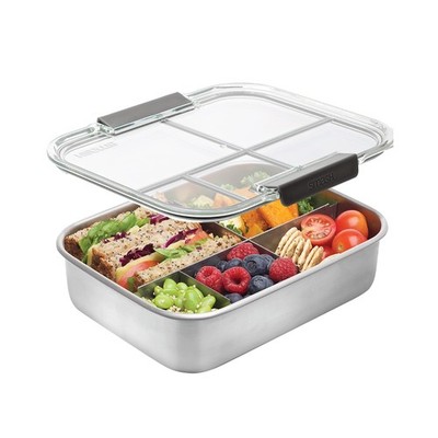 Smash Stainless Steel Bento Lunch Box, 5 Compartments, Black 47.3 fl oz