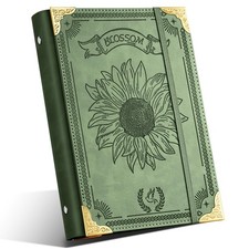 Sunflower PU Leather A5 Binder 6 Ring Refillable Journal Cover Green Sunflower