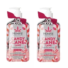 2 PACK of HEMPZ CANDY CANE LANE HOLIDAY HERBAL BODY MOISTURIZER LOTION