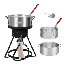 10.5-Quart Propane Fish Fryer w Filter Basket&Thermometer Gas Propane Deep Fryer