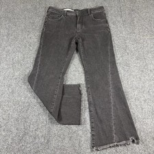 Pilcro and The Letterpress Jeans Womens 32x26.5 Black High Rise Flare Fray Hem