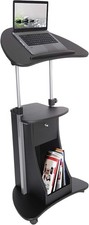 Sit-to-Stand Mobile Medical Laptop Computer Cart Black Adjustable Height