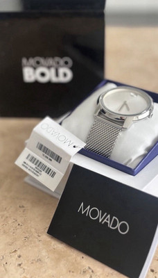 Movado Bold Museum Quarz Bauhaus Classic Uhr Edelstahl Milanaise 3600260 Box