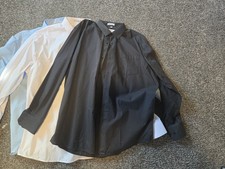 3 Berlioni Italy French Convertible Cuff Solid Dress Shirt blue white black XXL