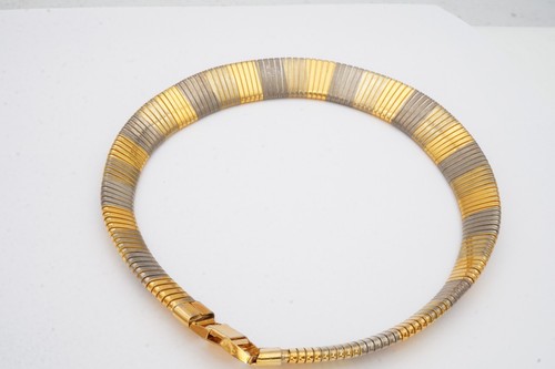 Vintage Halskette gold silberfarben Omega graduiert flexibel 16" - Bild 6 von 6