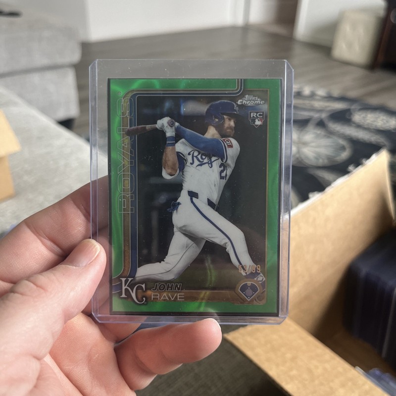 Topps 2025 Chrome Update John Rave #USC136 Royals Green Refractor 53/99
