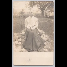 Antique Postcard Real Photo Woman Sitting Outdoors Springfield 1907