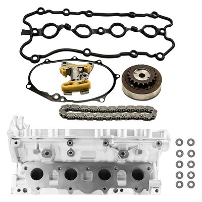 Cylinder Head + Timing Chain Kit + Camshaft Adjuster for Audi Volkswagen 2.0