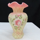 Fenton Burmese Adoration Rose Hand Painted Vase Special Order LE 2003 GLOWS W252
