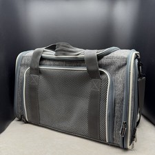 Lightweight Pet Carrier Bag 17  x11  x11  2.2lbs Grey Sherpa Pad Multi Opening