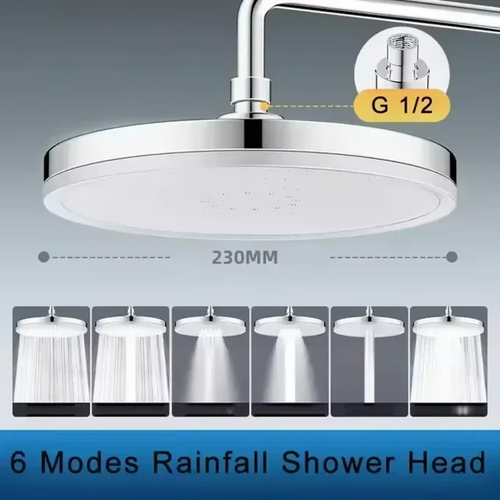 9.06 In Large Round Panel, High-pressure Abs Shower Head