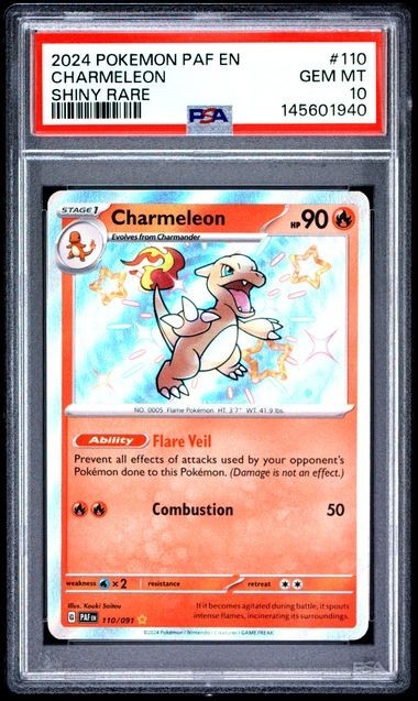 2024 Pokémon: Paldean Fates – Charmeleon 110/091 [Shiny Rare] - PSA 10 GEM MINT