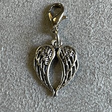 Antique Silver Angel Wings Charms Mobile Dust Plug Backpack Zipper Pull Tag