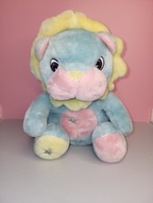Vintage Pastel Lion Plush Stuffed Animal Embroidered Silver Star 13  