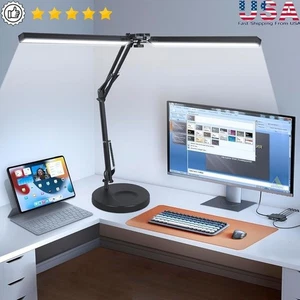 2-in-1 LED Lampe de bureau lampe de serrage 39 protection de l'œil réglable de la luminosité US