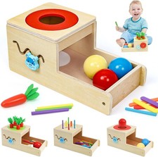 Montessori Toys for 1 Year Old, 6 in 1 Wooden Toys for Baby Boy Girl, Object Per