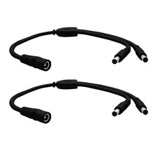 2 PCS 12V DC Power Splitter 5.5x2.1mm 1 Female to 2 Male Adapter for CCTV