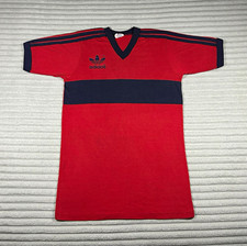 Vintage 80s Adidas Trefoil Red V-Neck #11 Striped Jersey Shirt S Made In USA