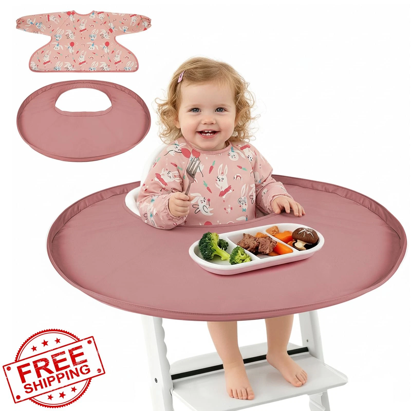 RICHER HOUSE Stokke Tripp Trapp High Chair Food Catcher Bib Pink