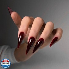 Halloween Blood Press on Nails - Witch Fake Nail  Long Stiletto False Nails,