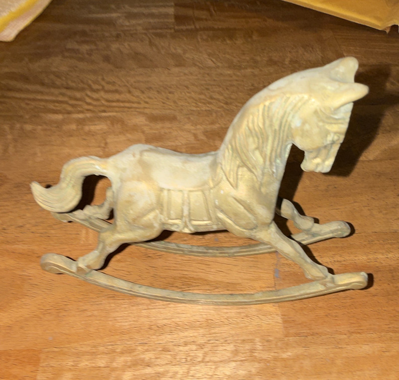 Vintage brass:bronze? Rocking Horse Figurine Horse Decor Collectible