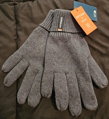 Superdry Men's Essential Logo Knitted Gloves Richest Navy Marl Blue OSFA NWT