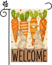 Easter Welcome Garden Flag 12X18 Inch Double Sided Vertical outside Carrots Bunn