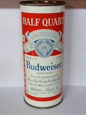 BUDWEISER BEER HALF QUART 16OZ. FLAT TOP STEEL BEER CAN. ST. LOUIS 5 City