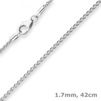 1,7Mm Zopfkette Silberkette Collier Halskette Aus 925 Silber 42Cm