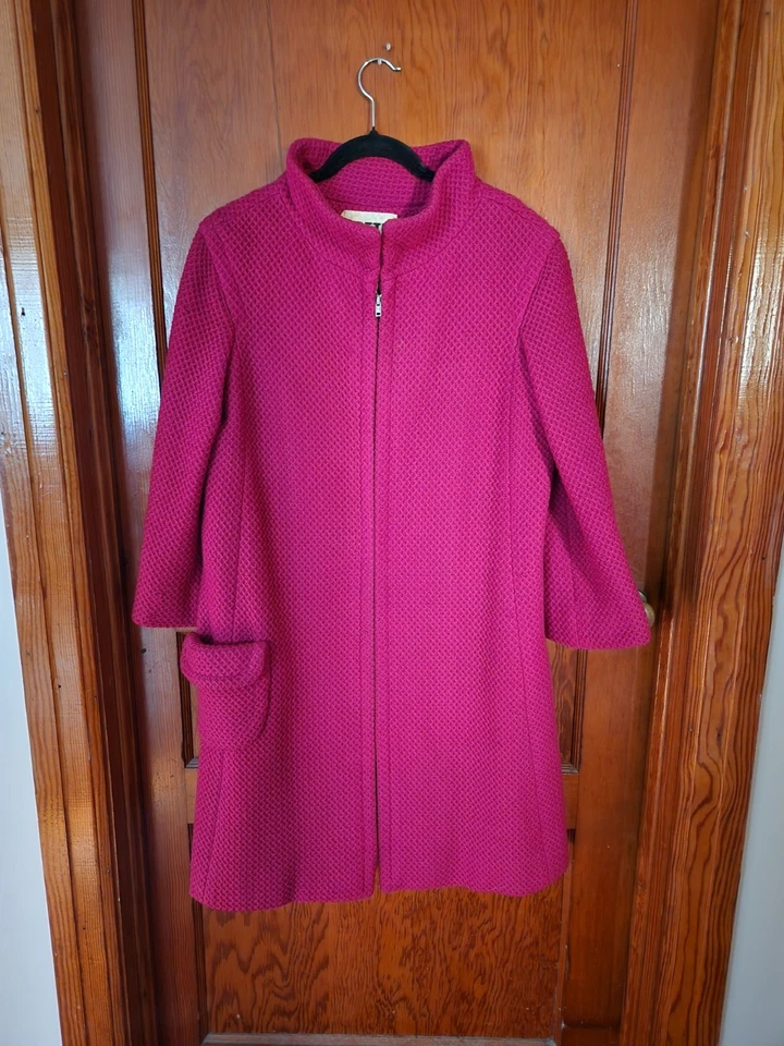 Chaqueta plumero larga vintage única en su clase Lotte rosa punto grueso talla grande Foto 2 de 4