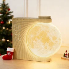 Rotatable Moonlight Alarm Clock, Sunrise Alarm Sleep Sound Machines, Night Lamp 