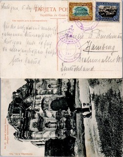 Guatemala 1912 Palacio Minerva Stamp Antigua Church Photo Postcard Hamburg A9/30