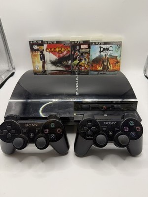 PlayStation 3 PS3 Fat Backward Compatible CECHE01 W/2 Controllers Tested 4 games