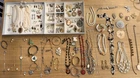 Estate Mixed Costume Jewelry Lot Necklaces Bracelets Rings Vintage Modern