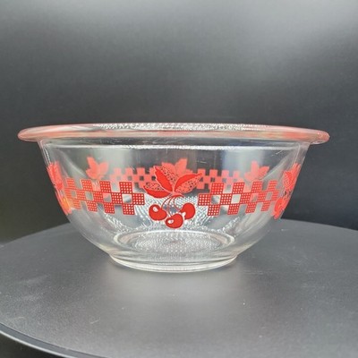 激レア　戦時中モデル old pyrex ダブルボイラー　ウッドハンドル Pyrex Red Cherry Gingham Mixing Bowl 1 L # 322 Vintage 1980's | eBay