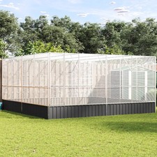 WALPLUS Aviary Silver Steel 418x414x212 cm Large Outdoor Bird Enclosure