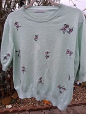 Ladies M&S Mint Short Sleeve Jumper Size 18