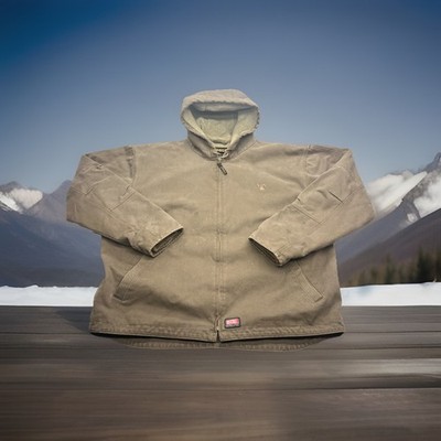 Vtg Sherpa Lined Work Coat Carhartt Material Heavy Duty Double Elbow Patch Rocky