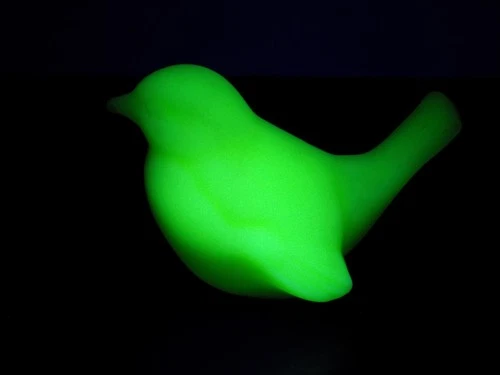 Fenton Custard Uranium UV Satin Glass Happiness Bird Figurine