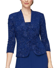New 89 10P Alex Evenings Women's 3/4 Sleeve Round Neck Basic Jacket