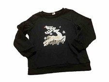 Christmas Girls Sweatshirt Black Reindeer Never Worn size 6Y Kids Shein