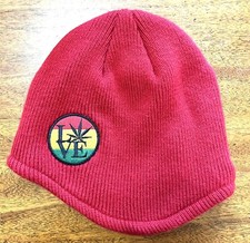 Rasta Beanie Winter Hat Love Leaf Patch Design Red Yellow green Ear Cover