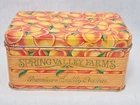 Vintage Spring Valley Farms Premium Quality Peaches Tin Orange 6x3x3.5" Rare