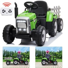 12V Electric Kids Ride On Car Battery-Powered Tractor w/ Trailer Toy Christmas