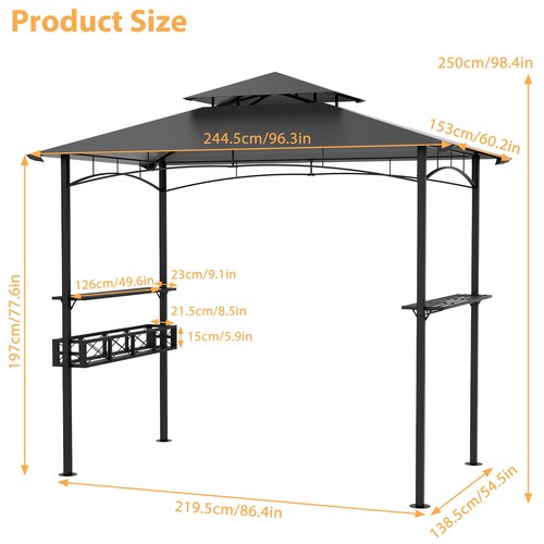 Pavillon de barbecue pavillon de barbecue tente de barbecue tente de jardin 245 x 153 x 250 cm pavillon de jardin Allemagne - Photo 2/9
