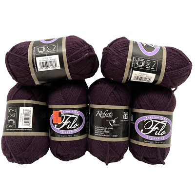 Roberts Crafts Filo Fashion Yarn Collection Eggplant 27-0186 lot of 6 594 yds